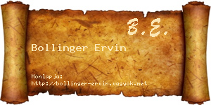Bollinger Ervin névjegykártya